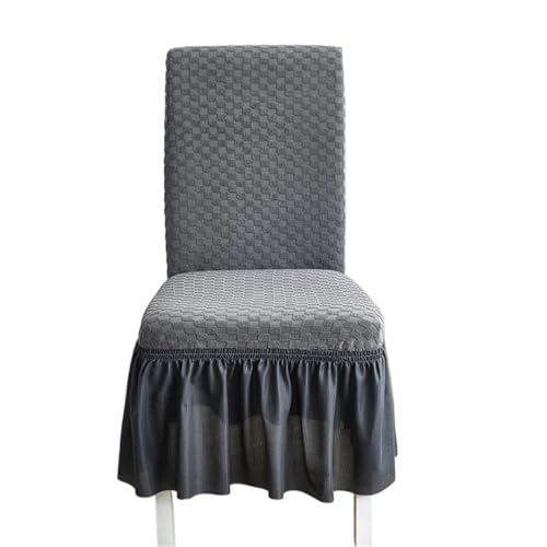 MWAHJU 2 Stück Stuhlbezug mit Rock, einfarbig, Jacquard, hochelastisch, Falten-Sitzbezug Für Esszimmer Büro(Color 3) von MWAHJU