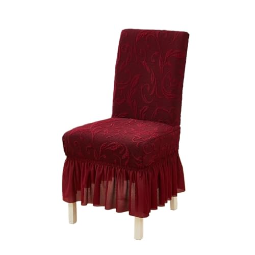 MWAHJU 2 Stück Stuhlhussen mit Rock, dehnbar, vollständig umwickelbar, for alle Jahreszeiten, abnehmbare Bezüge for Wohnzimmer, Café, Büro Für Esszimmer Büro(Wine red) von MWAHJU