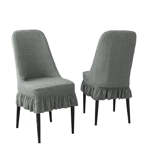 MWAHJU 2 Stück einfarbiges, gebogenes Stuhlrock-Set for Esszimmer, verdickter, Rutschfester Hockerbezug, elastischer Stuhlbezug Für Esszimmer Büro(Grey) von MWAHJU