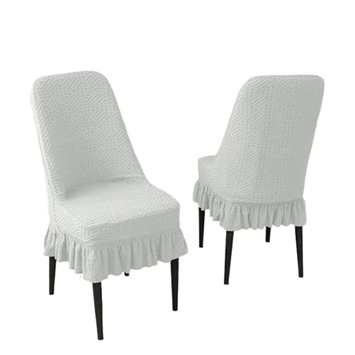 MWAHJU 2 Stück einfarbiges, gebogenes Stuhlrock-Set for Esszimmer, verdickter, Rutschfester Hockerbezug, elastischer Stuhlbezug Für Esszimmer Büro(Light Grey) von MWAHJU