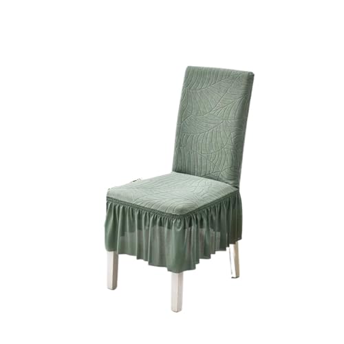 MWAHJU 4/6 Stück wasserdichte Jacquard-Stuhlhussen mit Rock, elastische, einfarbige Stuhlhussen for Zuhause, Wohnzimmer, Hotel Für Esszimmer Büro(Green,4Pcs) von MWAHJU
