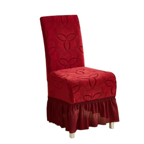 MWAHJU 4 Stück Floral Jacquard Rock Stuhl Stretch Cover Abnehmbare Stuhlhussen Dekorative Bezüge for Esszimmer Wohnzimmer Für Esszimmer Büro(Wine Red) von MWAHJU