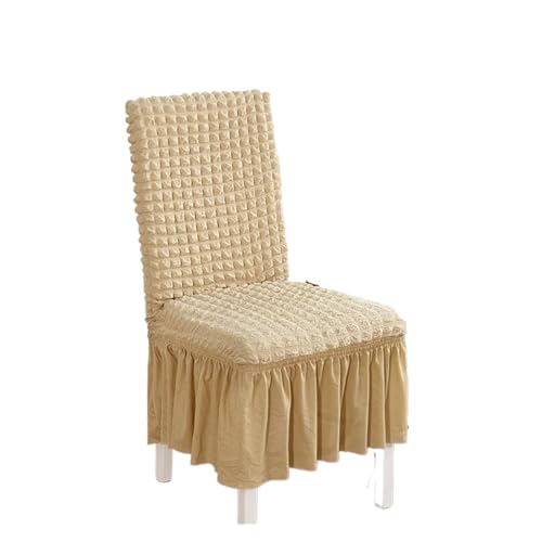 MWAHJU 4 Stück Stuhlhussen mit Rock Stretch Universal Schonbezug Abnehmbarer Möbelschutz for Esszimmer Bankett Für Esszimmer Büro(Beige) von MWAHJU