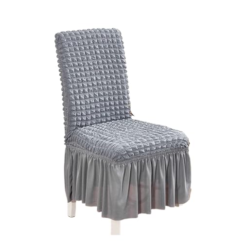 MWAHJU 4 Stück Stuhlhussen mit Rock Stretch Universal Schonbezug Abnehmbarer Möbelschutz for Esszimmer Bankett Für Esszimmer Büro(Light Gray) von MWAHJU