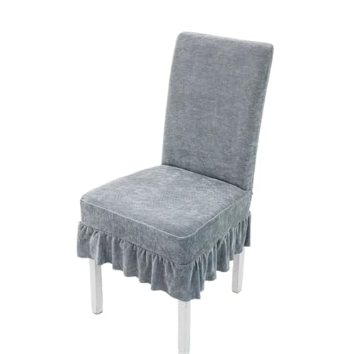 MWAHJU 4 Stück elastischer kurzer Rock und Stuhlhussen, atmungsaktiver Stuhlbezug, waschbarer, glatter Für Esszimmer Büro(Dark Gray) von MWAHJU