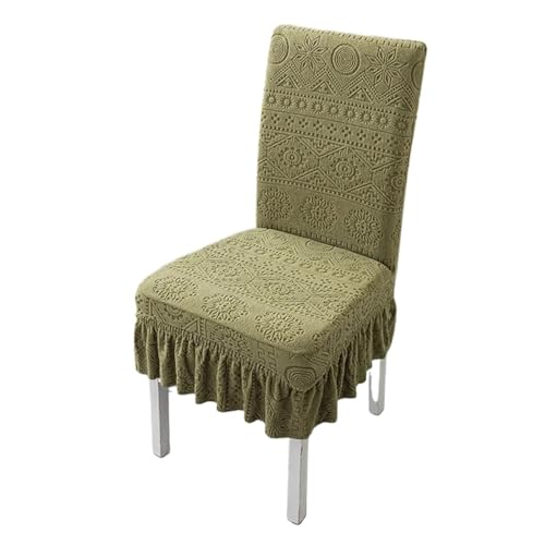 MWAHJU 4-teiliger gestrickter Jacquard-Sitzbezug, weicher, bequemer Stuhlbezug, einfacher und eleganter elastischer kurzer Rockbezug Für Esszimmer Büro(Green) von MWAHJU