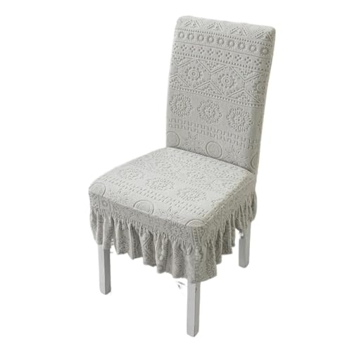 MWAHJU 4-teiliger gestrickter Jacquard-Sitzbezug, weicher, bequemer Stuhlbezug, einfacher und eleganter elastischer kurzer Rockbezug Für Esszimmer Büro(Light Gray) von MWAHJU