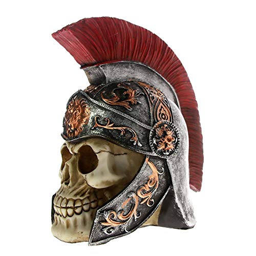 MWBLN Skulpturenstatue,Antike Rom Zenturios Schädel Skulptur, Tischdekoration Caesar General Lion Römische Armee Männer Skelett Kopf Figur Sammlerstück von MWBLN