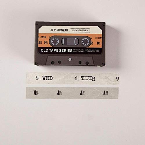 MWBLN Washi Tape,2 Stück literarische Reise Lackmus Papier Washi Tape, Retro Blank/Linie/Woche/to Writable Decor Masking Tape Papier Klebeband Bangeyue von MWBLN
