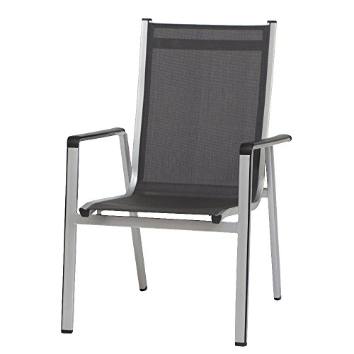 MWH 879101 Elements Stapelsessel Aluminiumgestell silber, Textilgewebe anthrazit, 68 x 62 x 110 cm von MWH
