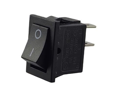 Wipptaster, Mini-TASTER 250V 6A 125V 10A AC/DC, KCD1 (6V 9V 12V 24V 125V AC/DC) schwarz rechteckig Montageöffnung 19 x 13 mm, 2 Polig AUS/EIN von MWMS