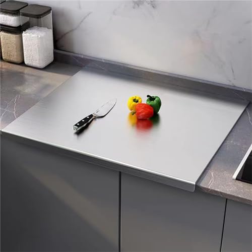 MWNAGO Schneidebrett mit Lippe, 304 Edelstahl-Schneidebrett für Küche, L-förmiges Gebäckbrett, Knetbrett, Schneidematte, Edelstahl-Schneidebrett, Metall-Schneidebrett (40 x 60 cm) von MWNAGO
