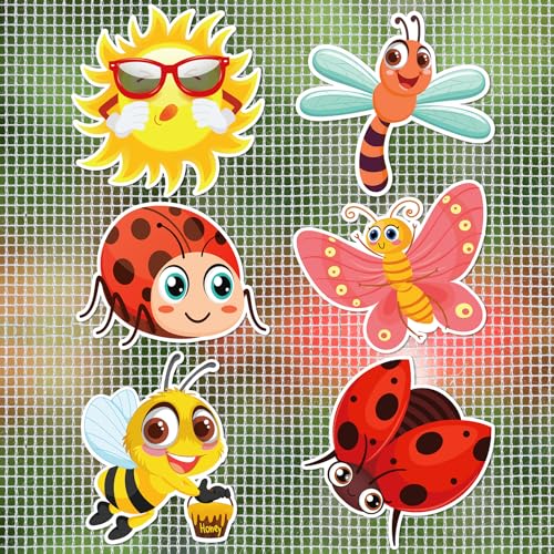 MWOOT 12 Stücke Fliegengitter Magnet Screen Door Dekorative, Süße Insekten Fliegengitter Fenster Magnet, Dekorative Doppelseitig Magnete Fliegengittertüren Aufkleber (6 Stile) von MWOOT