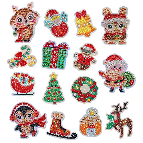 MWOOT 5D DIY Weihnachten Diamantmalerei Aufkleber Kits für Kinder Anfänger, Christmas Diamond Art Painting Stickers for Painting, Diamant Aufkleber für Geschenke, Computer Dekoration(15 Muster) von MWOOT