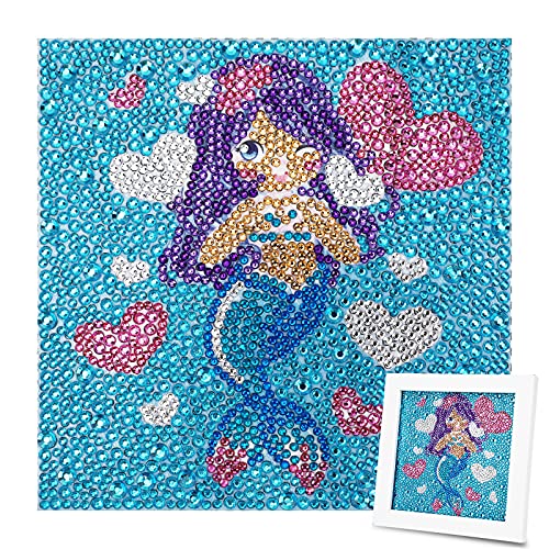 MWOOT 5D Kinder Diamant Malerei Kit,DIY Kristall Strass Diamant Art Painting Stickerei Malerei Kreuzstich Bilder für Dekoration und Geschenk (AT171,15x15cm),Meerjungfrau von MWOOT