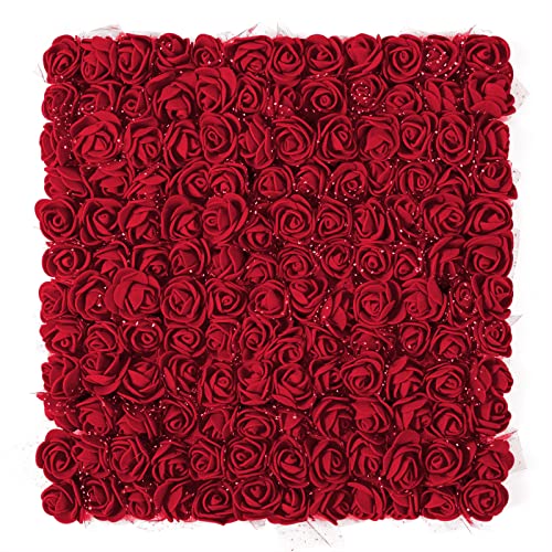 MWOOT Dunkelrot Rosen Blumenköpfe, 144 Stück Mini Burgundisch Foamrosen Kunstrosen für Handwerk, Klein Gefälschte Blumen für DIY Hochzeit Party Festival Valentinstag Dekoration, 2,5CM Blumen Deko von MWOOT