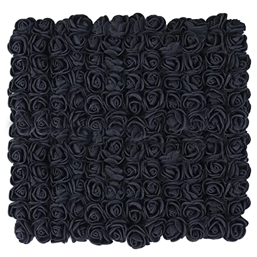 MWOOT Schwarze Künstliche Rosen Blumenköpfe, 144 Stück Mini Foamrosen Kunstrosen für Handwerk, Klein Gefälschte Rosen Blumen für DIY Halloween Party Festival Valentinstag Dekoration, 2,5CM Blumen Deko von MWOOT