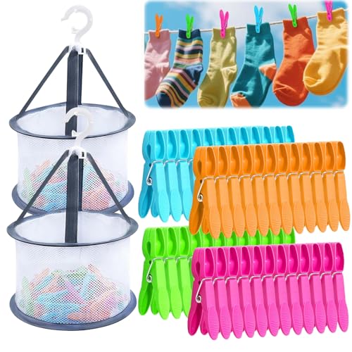 48 Stück Wäscheklammern with 2 Stück Korb, Windfeste Bunte Wäscheklammern Ohne Abdruck mit Korb für Sockenklammern für Socken und Kleidung 48 Stück Wäscheklammern with 2 Stück Korb, Windfeste Bunte Wäscheklammern Ohne Abdruck mit Korb für Sockenklammern für Socken und Kleidung von MWRWRR