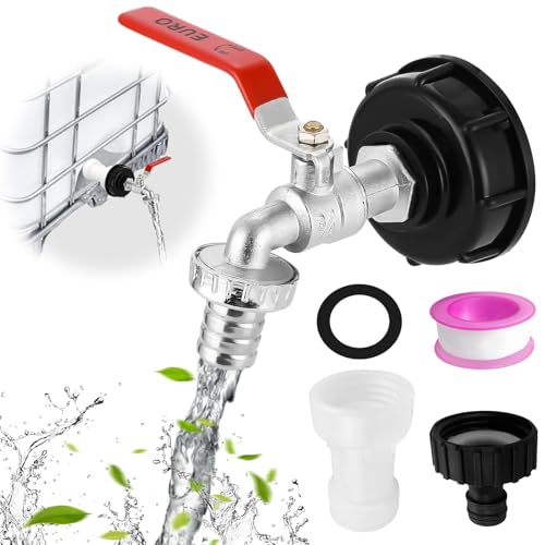 IBC Auslaufhahn, 1000L Wassertank Wasserhahn aus Legierung Kugelhahn mit 3/4 Zoll Anschluss IBC Adapter für Wassertank Wasserhahn, Regenwassertank IBC Tank Zubehör von MWRWRR