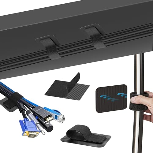 Kabelmanagement unter dem Schreibtisch, 20 Paar Kabelklett Klettverschluss für Kabelmanagement, Kabel Organizer, Kabelhalter Selbstklebend, Wiederverwendbarer Kabelklemmen Selbstklebend Kabelmanagement unter dem Schreibtisch, 20 Paar Kabelklett Klettverschluss für Kabelmanagement, Kabel Organizer, Kabelhalter Selbstklebend, Wiederverwendbarer Kabelklemmen Selbstklebend von MWRWRR