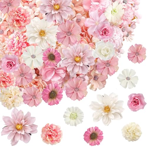 MWRWRR 50 Stück Kunstblumen zum Basteln, 5 Farben Blumen zum Basteln 4.5~8cm Stoffblumen, Mini Deko Blumen Künstlich, Kunstblumen Deko für DIY Basteln Scrapbooking Hochzeit Party Home Handwerk von MWRWRR