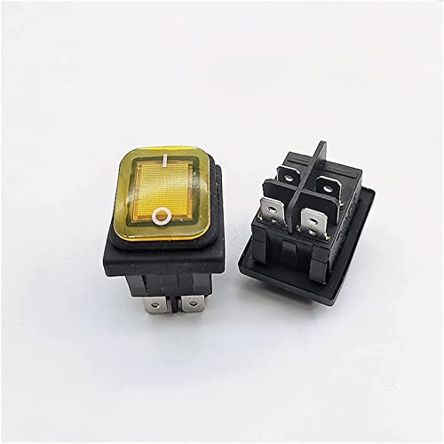 MWSQQGKCF Rocker Switch KCD4 2 0a / 125V 16a / 250V 4 -Stift DPST IP67 Versiegelter wasserdichter Wippschalter mit LED 12V 220V 3 0x22(Yellow 4pin,220V) von MWSQQGKCF