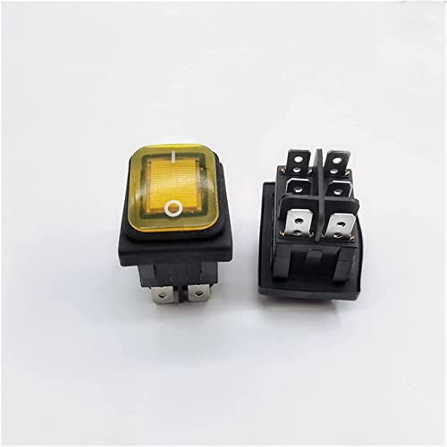 MWSQQGKCF Rocker Switch KCD4 2 0a / 125V 16a / 250V 4 -Stift DPST IP67 Versiegelter wasserdichter Wippschalter mit LED 12V 220V 3 0x22(Yellow 6pin,12V) von MWSQQGKCF