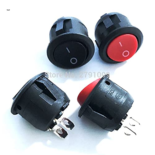 MWSQQGKCF Schalter 10 Stück kleine runde 2-Pin 2-Dateien 3A/250V 6A/125V Rocer Switch Wippe Power Switch CD1 Round Rocer Switch Red Switch 20mm -(Rosso,10PCS) von MWSQQGKCF