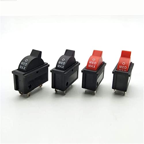 MWSQQGKCF Wippschalter 2pcs 10a 250V Schwarzer Rotwindgeschwindigkeitskontrollschalter 3 -Positionen 3Pin Spdt Haartrockner wechseln(Rosso) von MWSQQGKCF