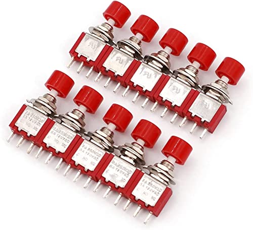 Power Switch-Taste 10pcs Momentan Snap-Acting 3Pin C-no-nc 6 mm Panelhalterung Spdt Mini -Druckknopfschalter(10pcs Red) von MWSQQGKCF