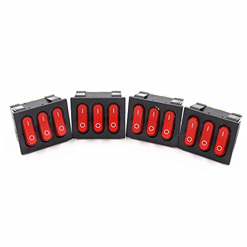 Switch 4Pcs CD4 12V 220VTriple Red with Light 9 Feet 2 Gears Boat Switch CD3-303 3 in 1 Kombination Rocer 15A Home Power Switch -(220V) von MWSQQGKCF