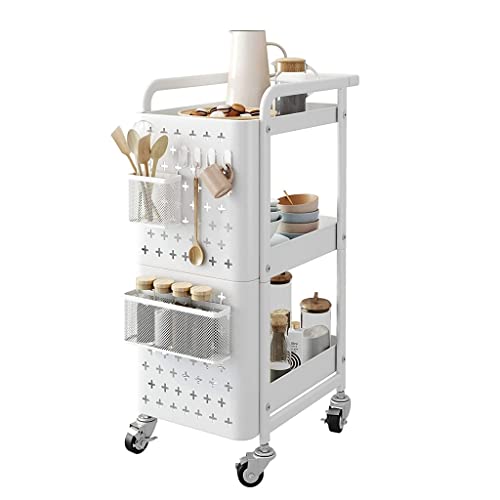 MWUCAIXIA Küchenregal mit 3 Ebenen, Wagen, Badezimmerregale, bewegliches WC-Aufbewahrungsregal, WC, Toilettenbedarf, Lagerregal (Farbe: A, Größe: 3 Ebenen) (A 3 Etagen) von MWUCAIXIA