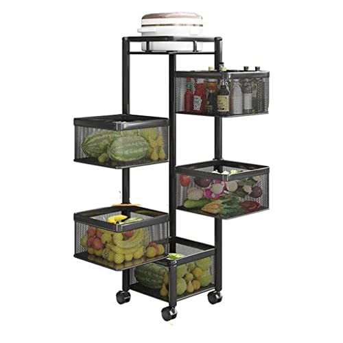 MWUCAIXIA Mehrschichtiges Küchenregal, Aufbewahrungsregal, Gemüse- und Obstkorb, Rollwagen, multifunktionales Küchenregal (Farbe: E, Größe: 95 x 26,5 cm) (T 95 x 26,5 cm) von MWUCAIXIA