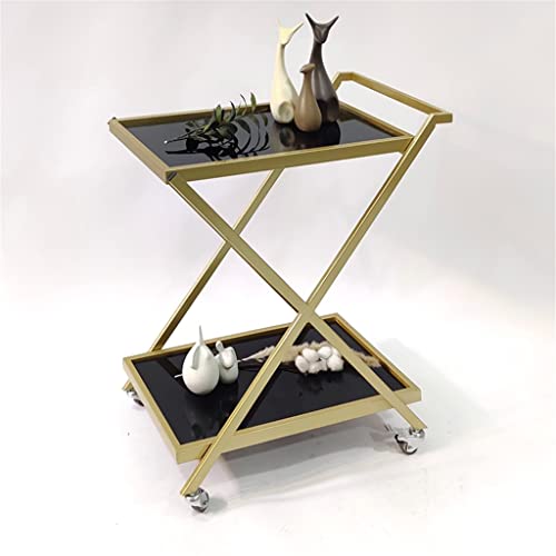 MWUCAIXIA Minimalistischer Stil Esswagen für Getränke und Tee, Persönlichkeit, minimalistischer Trolley, Snack-Aufbewahrungswagen (Farbe: Schwarz, Größe: 67 x 36 x 81 cm) (E 67 x 36 x 81 cm) von MWUCAIXIA