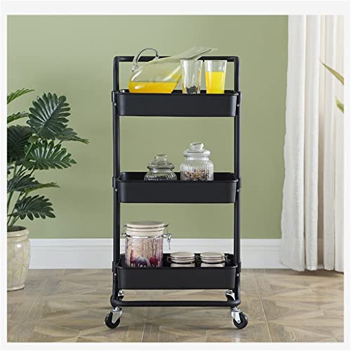 MWUCAIXIA Mobiles Küchenregal mit Rollwagen (Farbe: Weiß, Größe: 87 x 42 x 35 cm) (Schwarz 87 x 42 x 35 cm) (Schwarz 87 x 42 x 35 cm) von MWUCAIXIA