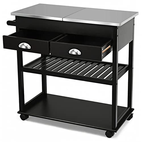 MWUCAIXIA Rollbarer Kücheninselwagen mit Schubladen, Küchenaufbewahrungsregale, Salon, Badezimmer, Büro, Regal, Gadget (Farbe: Braun, Größe: 34,5 x 16 x 32 cm) (Schwarz 34,5 x 16 x 32 cm) von MWUCAIXIA