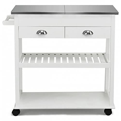 MWUCAIXIA Rollbarer Kücheninselwagen mit Schubladen, Küchenaufbewahrungsregale, Salon, Badezimmer, Büro, Regal, Gadget (Farbe: Braun, Größe: 34,5 x 16 x 32 cm) (Weiß 34,5 x 16 x 32 cm) von MWUCAIXIA
