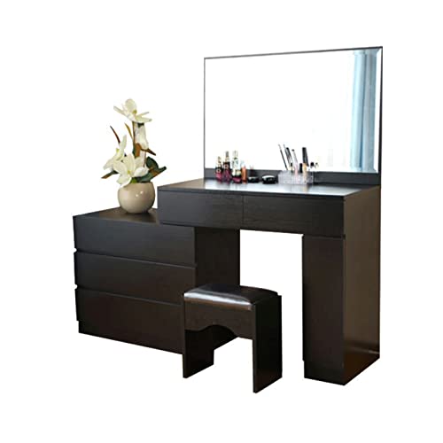 MWUCAIXIA Vanity Banks Modern Schlafzimmer Schminktisch Multifunktional Wirtschaftlich Einziehbar Schminktisch Massivholz TV Schrank Kleine Wohnung von MWUCAIXIA