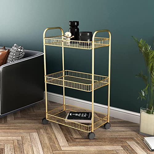 MWUCAIXIA Wagenregal Wohnzimmer Aufbewahrungsregal Badezimmer Küche Bodenregal mit Rollen (Farbe: E, Größe: 76 x 40 cm) (E 76 x 40 cm) von MWUCAIXIA