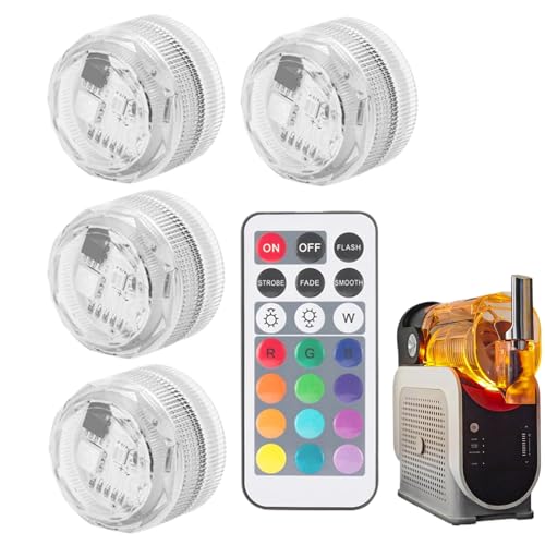 MWZBTG 4 Stück Unterwasser Licht, 3x2cm LED Poolbeleuchtung, Unterwasserleuchten, Tauchbare Led, Tauchleuchten Eintauchen, 13 Farben 4 Modi Einstellbar, Wiederverwendbares Licht von MWZBTG