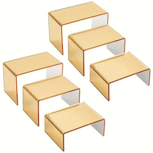MWZBTG Acryl-Aufsteller | Goldene Tischpodeste Zur Präsentation | Thekenhalter Mit Organizer In DREI Größen Für Zuhause Einzelhandel Dessert Cupcake von MWZBTG