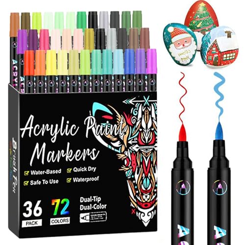 MWZBTG Acrylmarker | 72 Farben Doppelseitige Malstifte - Schreibmaterial Für Büro Haushalt Schule Projekte Dekoration Preise Belohnungen von MWZBTG