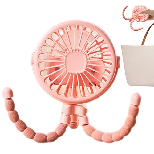 MWZBTG Baby Ventilator Kinderwagen, 9.5 X 9.5 X 21 Cm Lüfter Stativ, Kinderwagen Ventilator Mini, Clip Ventilator, Tragbarer Kinderwagen Ventilator, Flexibler Stativ-Kleinlüfter, Um 360° Drehbarer von MWZBTG