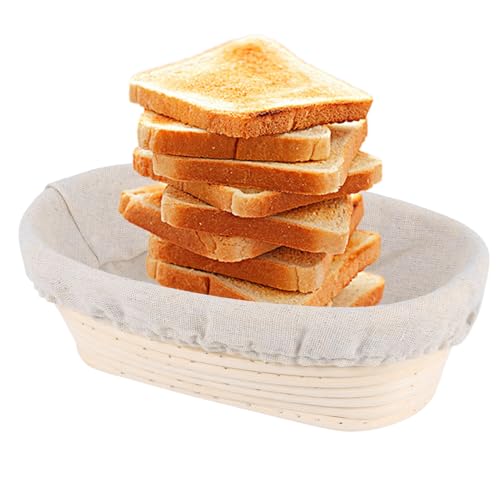MWZBTG Brotschüssel Gärkorb,Teigbackschüssel | Ovale Handgeflochtener Brotgärkorb Mit Innenfutter Für Haushaltsbäckerei von MWZBTG