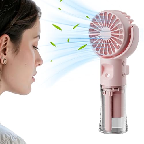 MWZBTG Hand Nebelventilator, 4x7.2x16.8cm Nebelventilator Mit Wassernebel, Handheld Ventilator, Kompakter Ventilator Mit 4 Geschwindigkeitsstufen USB-Aufladbar von MWZBTG