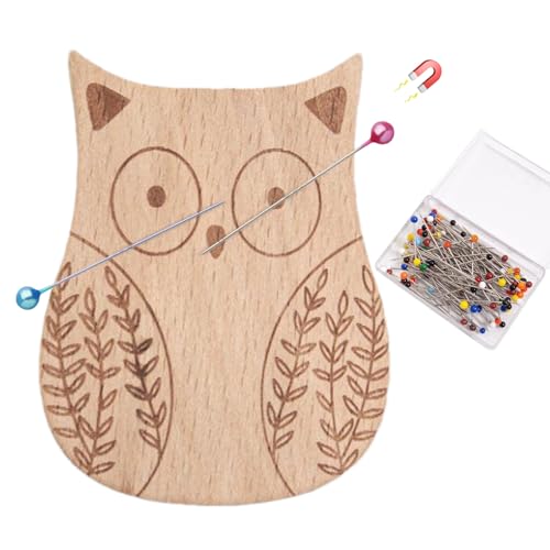 MWZBTG Magnetische Nadelnhalterung Für Nähen,Niedliches Nähnadelkissen Magnetisch Aus Holz Tierform Büroklammerhalter Mit Einhundert Nadeln - Mehrzweck Holz Tierform Nadelkissen Für Handarbeiten von MWZBTG