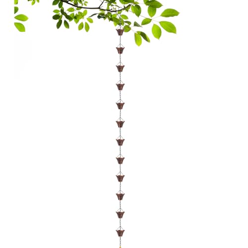 MWZBTG Regenketten | 2,7 Meter Kupfer Dekorativ Abfluss Verlängerung Adapter - 12 Tassen Kupfer Regenkette,für Haus Garten Pavillon Dach Vordach Baum MWZBTG Regenketten | 2,7 Meter Kupfer Dekorativ Abfluss Verlängerung Adapter - 12 Tassen Kupfer Regenkette,für Haus Garten Pavillon Dach Vordach Baum von MWZBTG