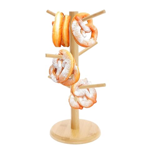 MWZBTG Tassenständer Holz, 6 Armig Kaffee-Baum Tassenhalter, 34x14cm Brezelständer, Stabil Tassenhalter, Platz Sparen Wurststände, Brezelhalter, Baumbecherhalter Für Restaurants,Cafés,Bars,Küche von MWZBTG