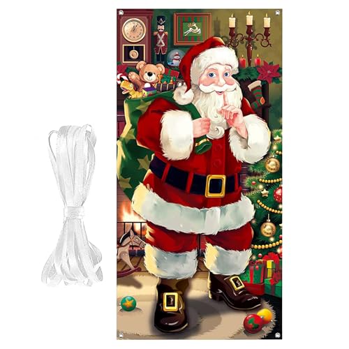 MWZBTG Weihnachtstürdeko Mit Santamuster,Fotobanner - Hintergrunddekoration Für Kinderzimmer Winter Eingang Geschäft Schule Neujahr Küche Party Wohnung von MWZBTG
