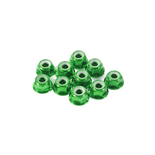 10pcs Aluminium Niet Muttern M2-M6 Flanschmutter Nyloneinsatz Kontermutter selbstsichernde Mutter, Grün, M6 von MXBAOHENG